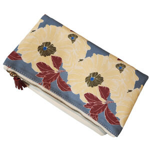 Rachel Pally clutch foldover floral fringe zipper